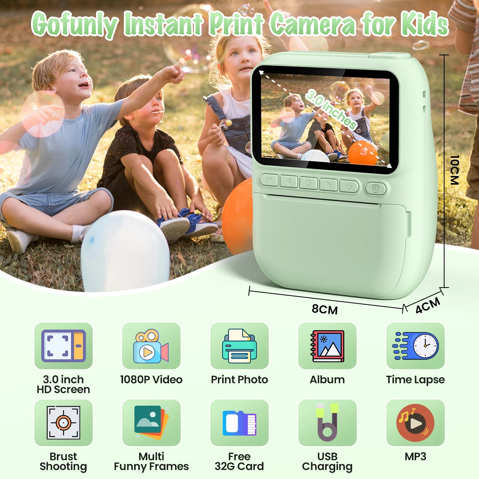 Gofunly Kids Instant Print Camera 3.0 Mini Digital Camera - The Kings Lots
