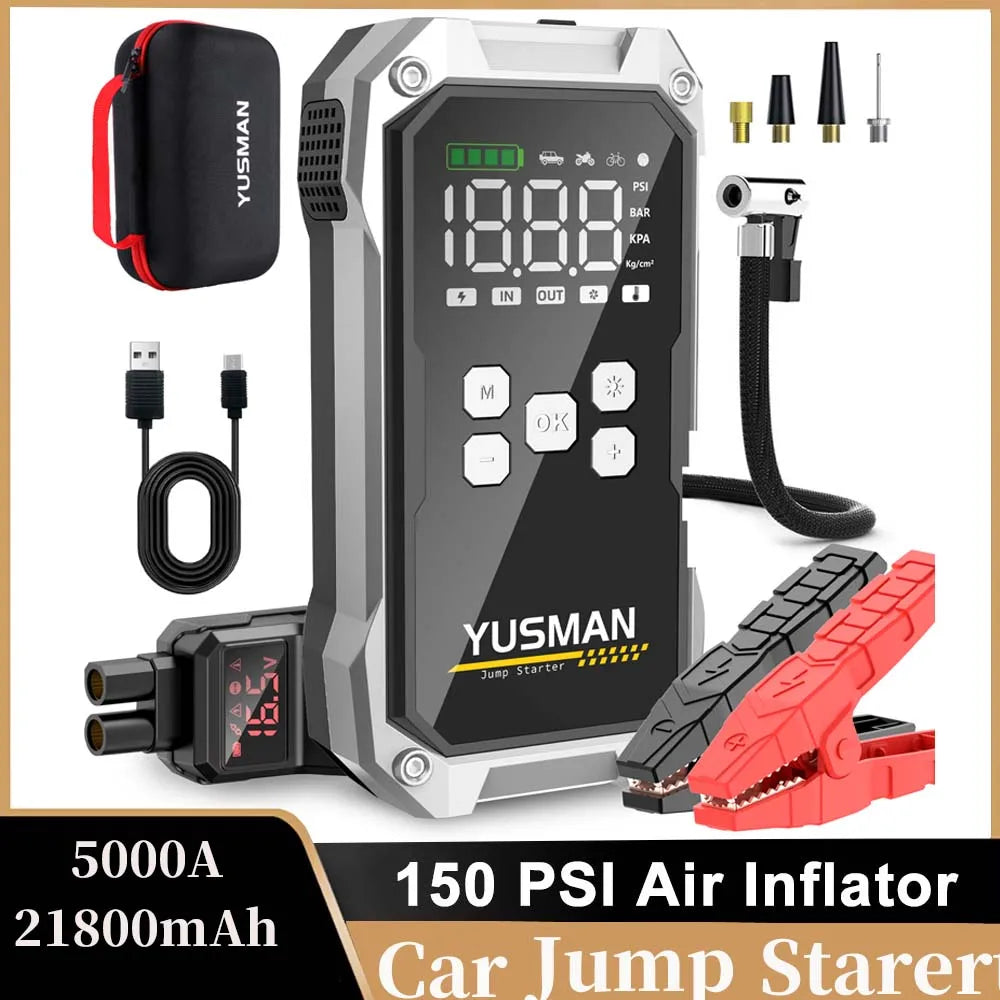YUSMAN Car Jump Starter 150PSI Air Compressor 12V Inflator - The Kings Lots