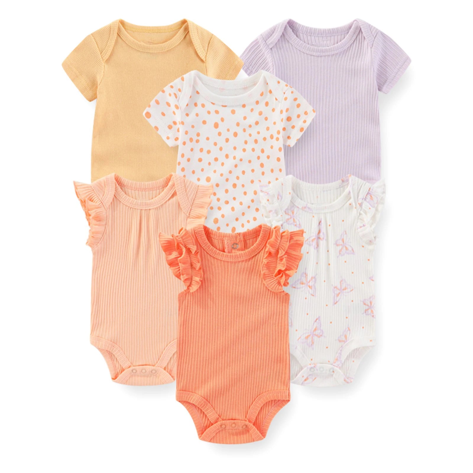 Fashion Baby Boy Girl Bodysuits 6-Pack Casual Cotton Outfit - The Kings Lots