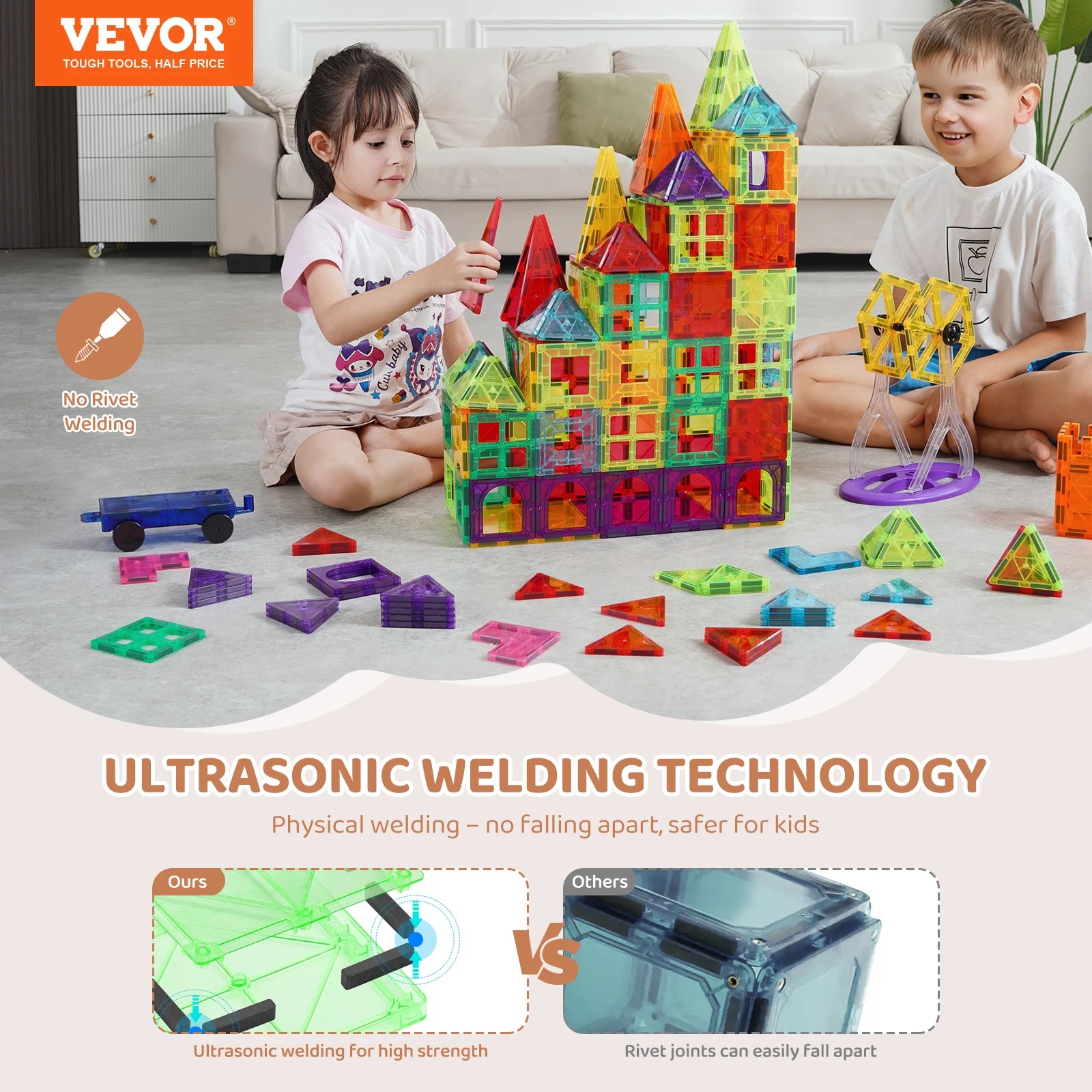 VEVOR 180PCS Magnetic Building Blocks Construction Set for Kids - The Kings Lots