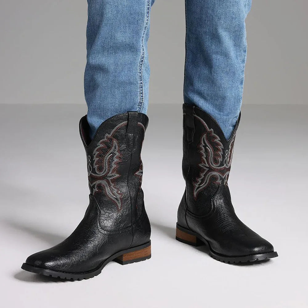 DoraTasia Plus Size 12.5 Retro Square Toe Cowboy Boots - The Kings Lots