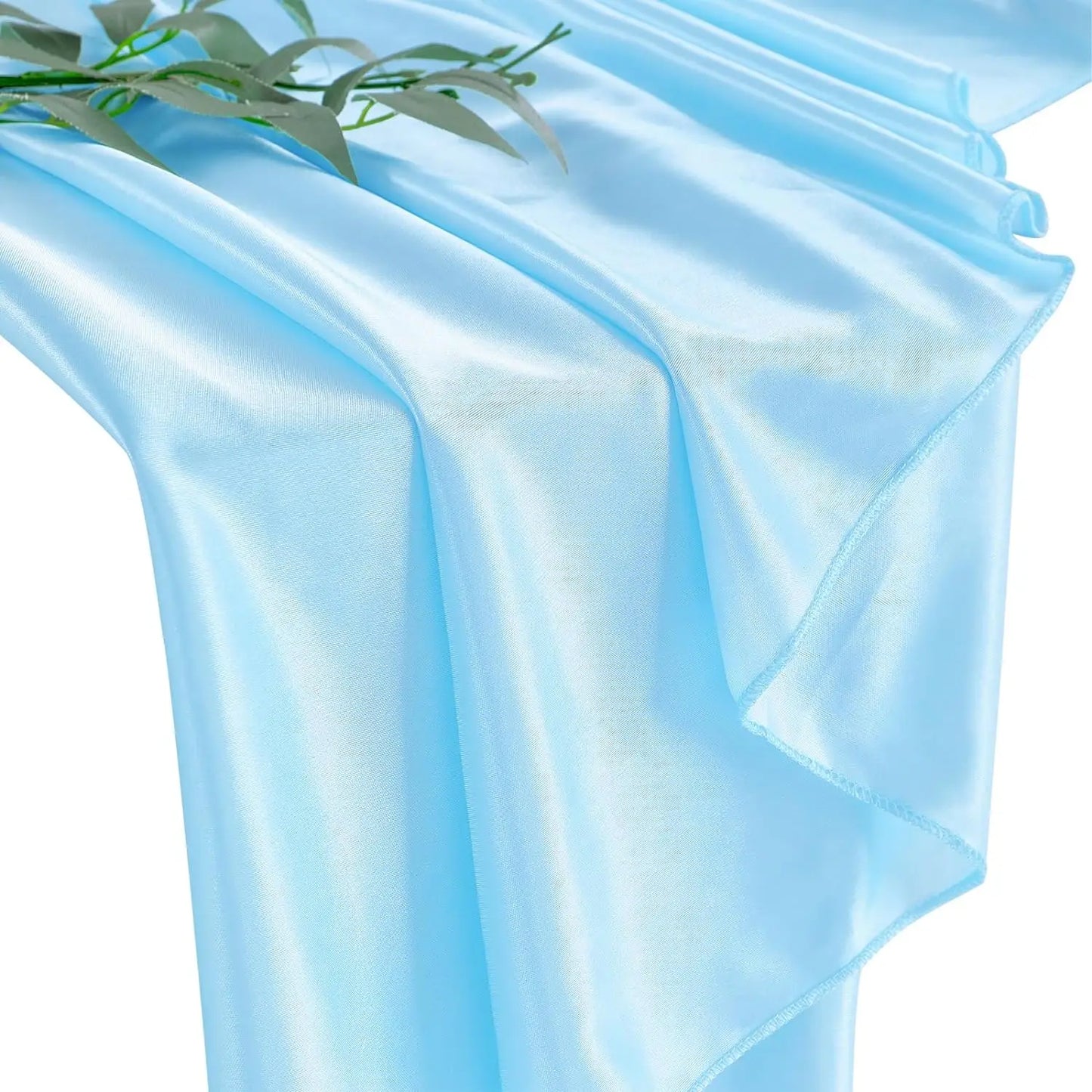 3 Piece Blue Table Skirt for Rectangle Table 9ft Polyester Cover - The Kings Lots