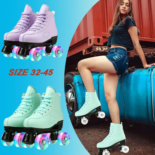 Outdoor Sneakers PU Leather Roller Skates Women 2025 Hot - The Kings Lots