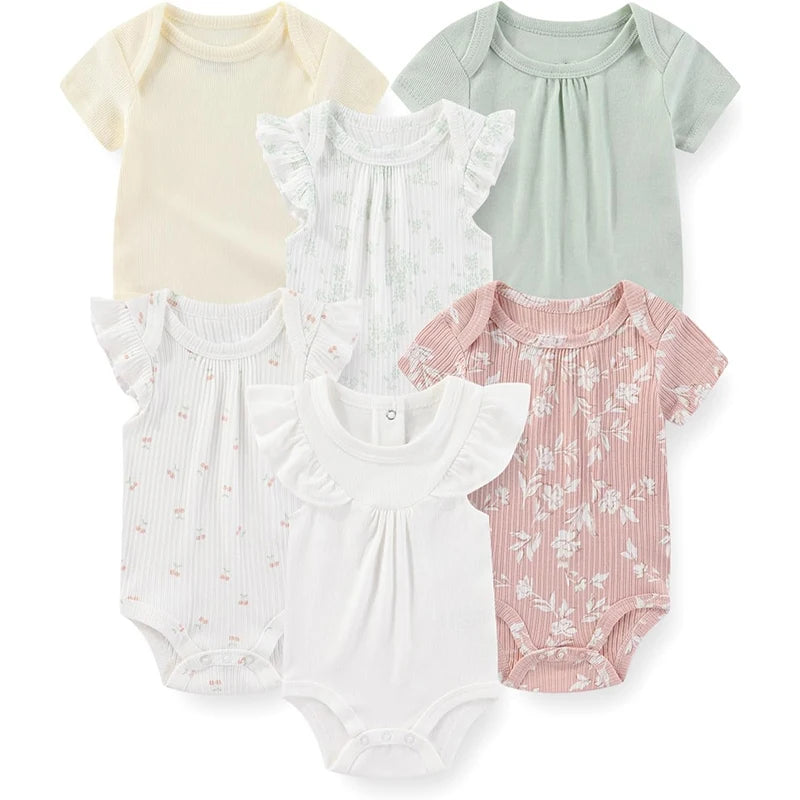 Fashion Baby Boy Girl Bodysuits 6-Pack Casual Cotton Outfit - The Kings Lots
