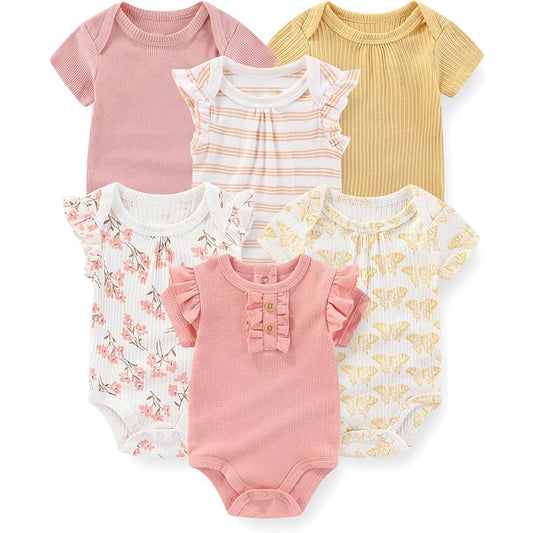 Fashion Baby Boy Girl Bodysuits 6-Pack Casual Cotton Outfit - The Kings Lots