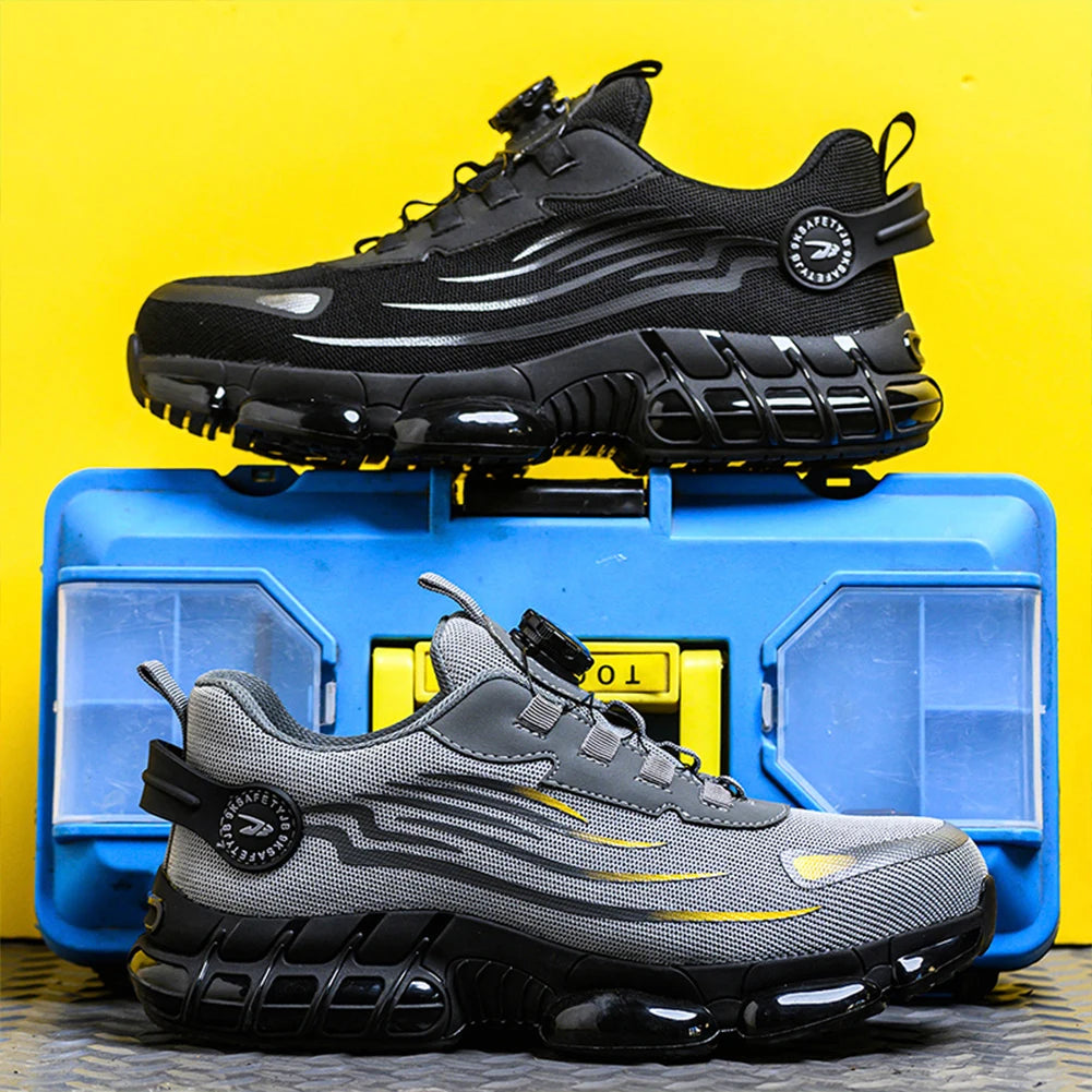Men Steel Toe Shoes Lightweight Safety Shoes Non Slip Comfortable Work Shoes Breathable for Industrial Construction - The Kings Lots