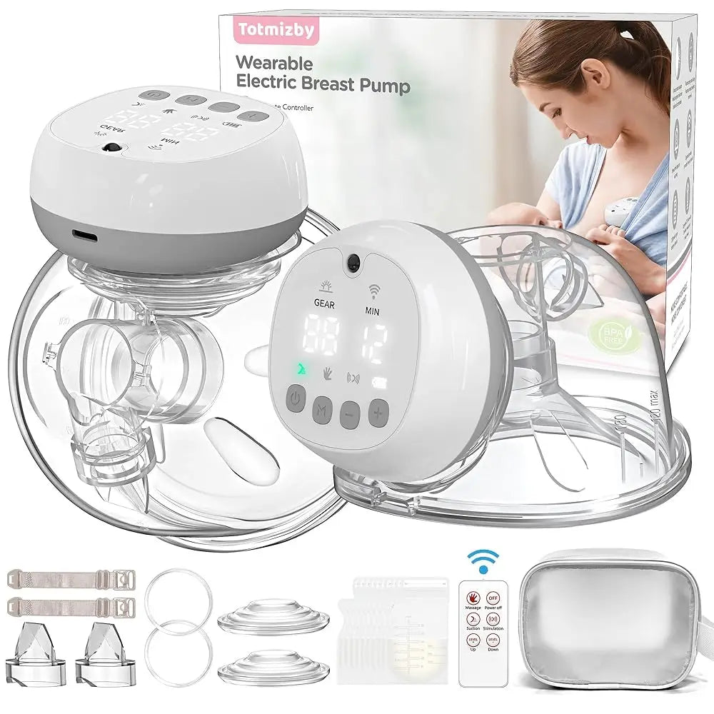 2 Pcs Electric Wearable Breast Pump 1200mAh USB Chargable Silent Milk Extractor Painless Automatic Milker Comfort Breastfeeding - The Kings Lots