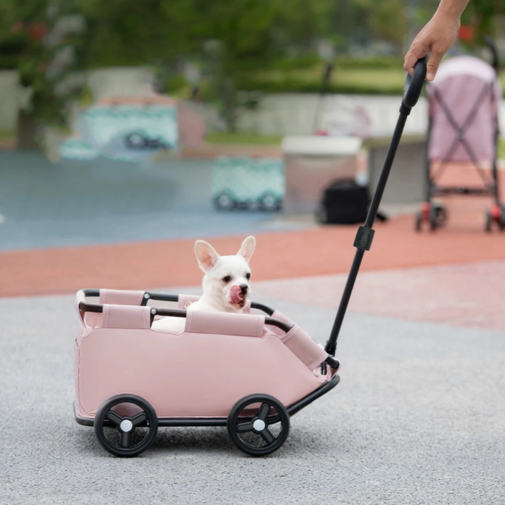Folding Dog Stroller 4 Wheels Teddy Baby Stroller for Traveling Rolling Cat Carrier Pet Carriage for Travelling Shopping Walking