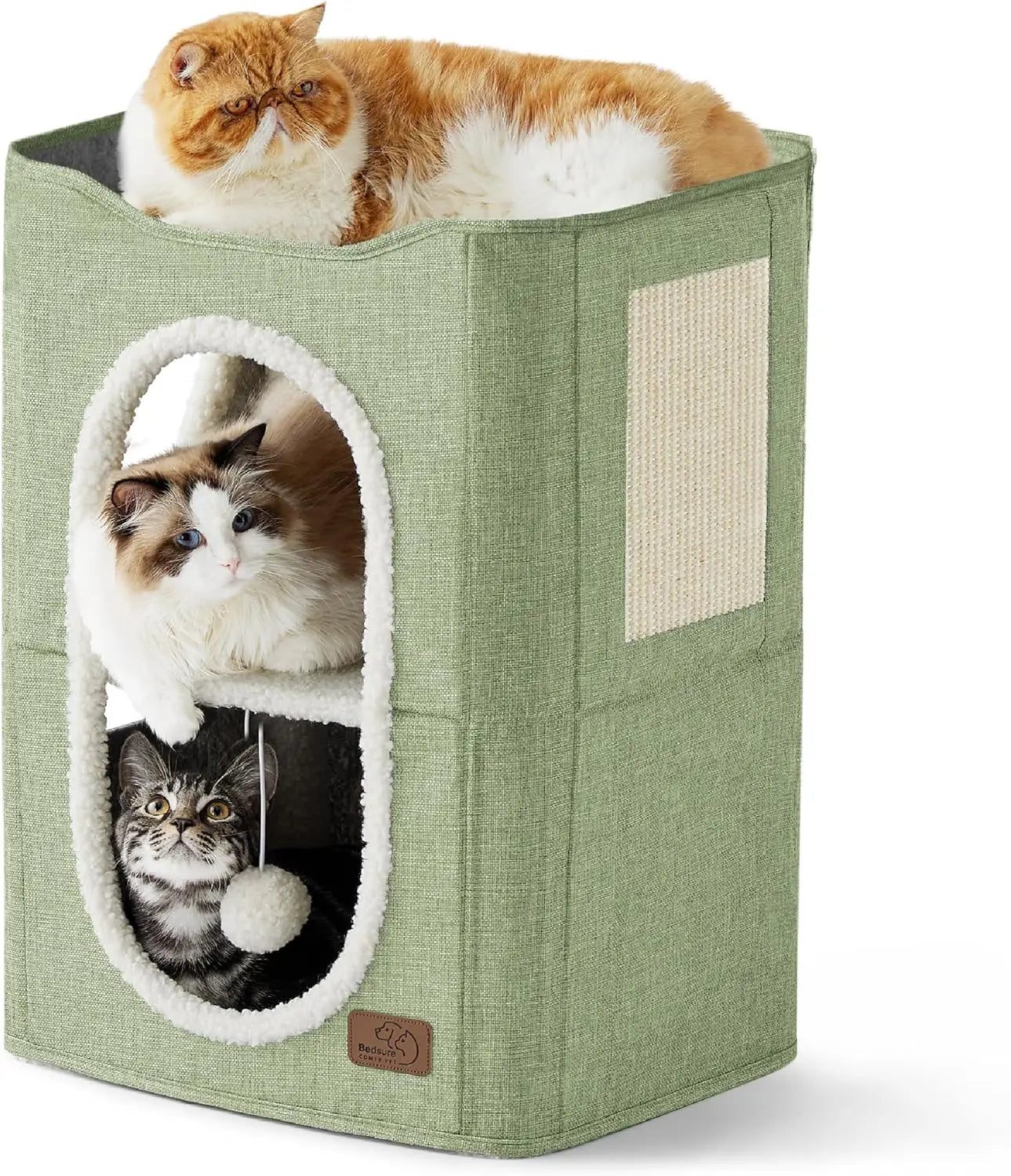 Wide Cat House for Indoor Cats - Large Cat Cave with Scratch Pad - The Kings Lots