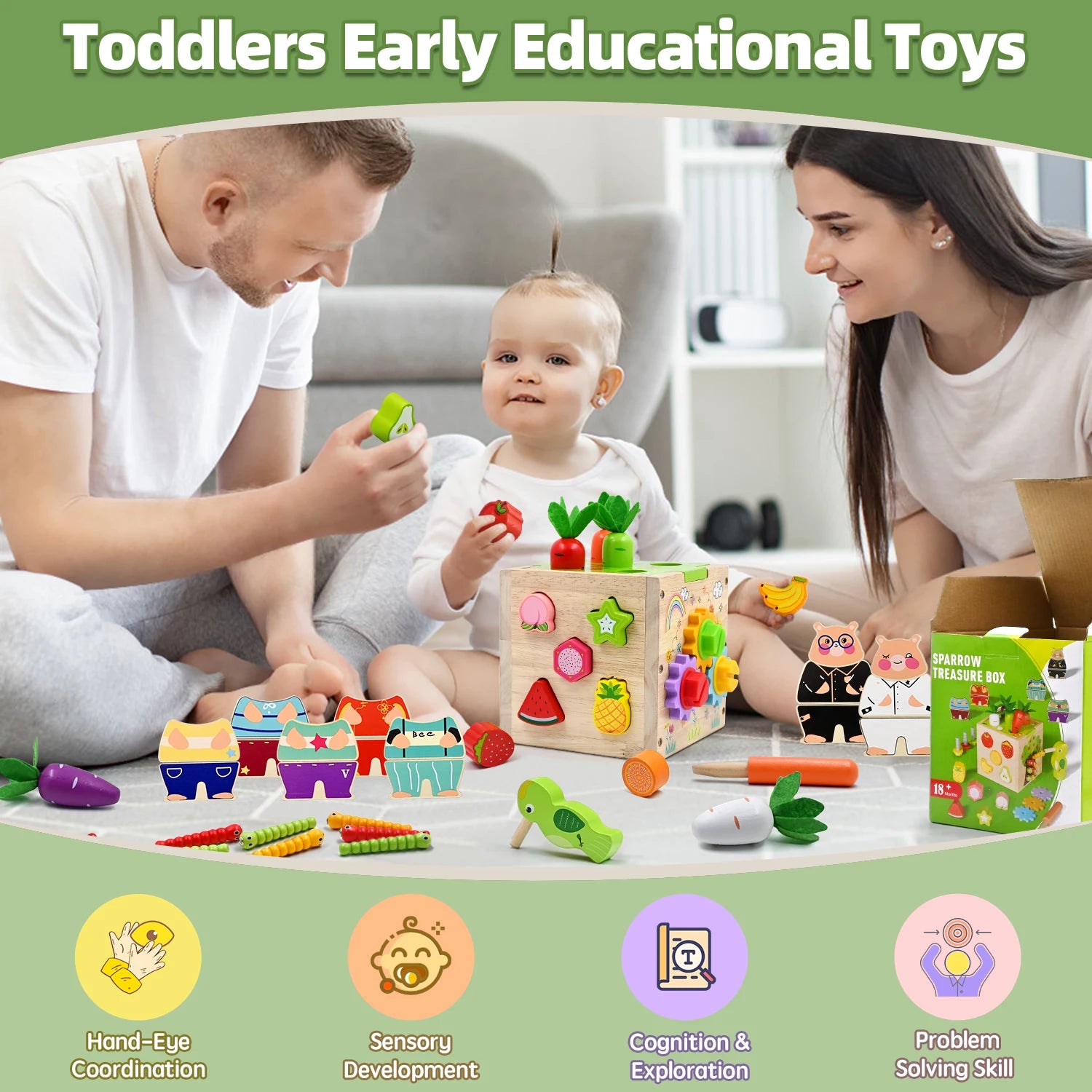 Baby Wooden Activity Cube Center Toys for Boys Girls - The Kings Lots