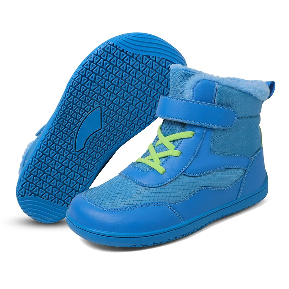 Kid's Snow Boots Children's Outdoor Wide Toe Barefoot Shoes Warm Waterproof Winter Boots High-top Velvet Boot Size 25-35 - The Kings Lots