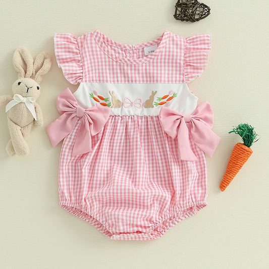 Adorable Toddler Easter Romper with Flutter Sleeves - The Kings Lots