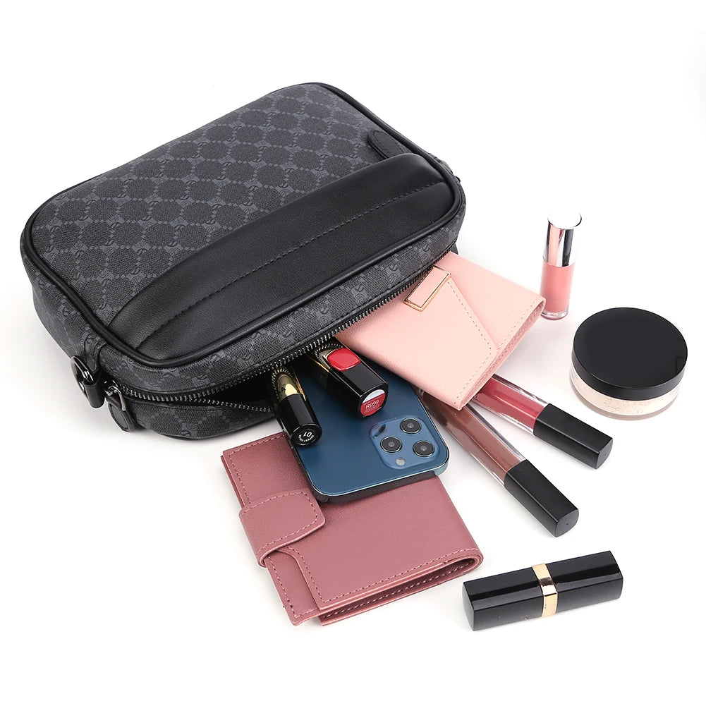 Casual Business Purse Handbag Classic Pattern Men Shoulder Crossbody Bag Wide Strap Small Square Travel Work Male Sling Bags - The Kings Lots