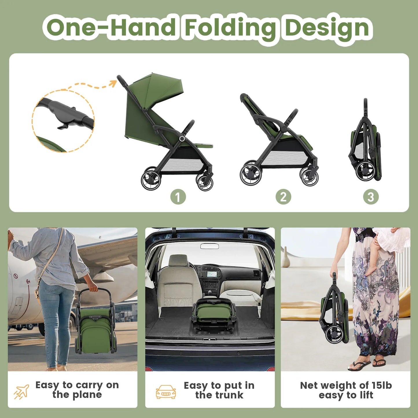 High View Portable Baby Stroller Compact Lightweight Travel Stroller for Babies & Toddlers With 360°Swivel Seat - The Kings Lots