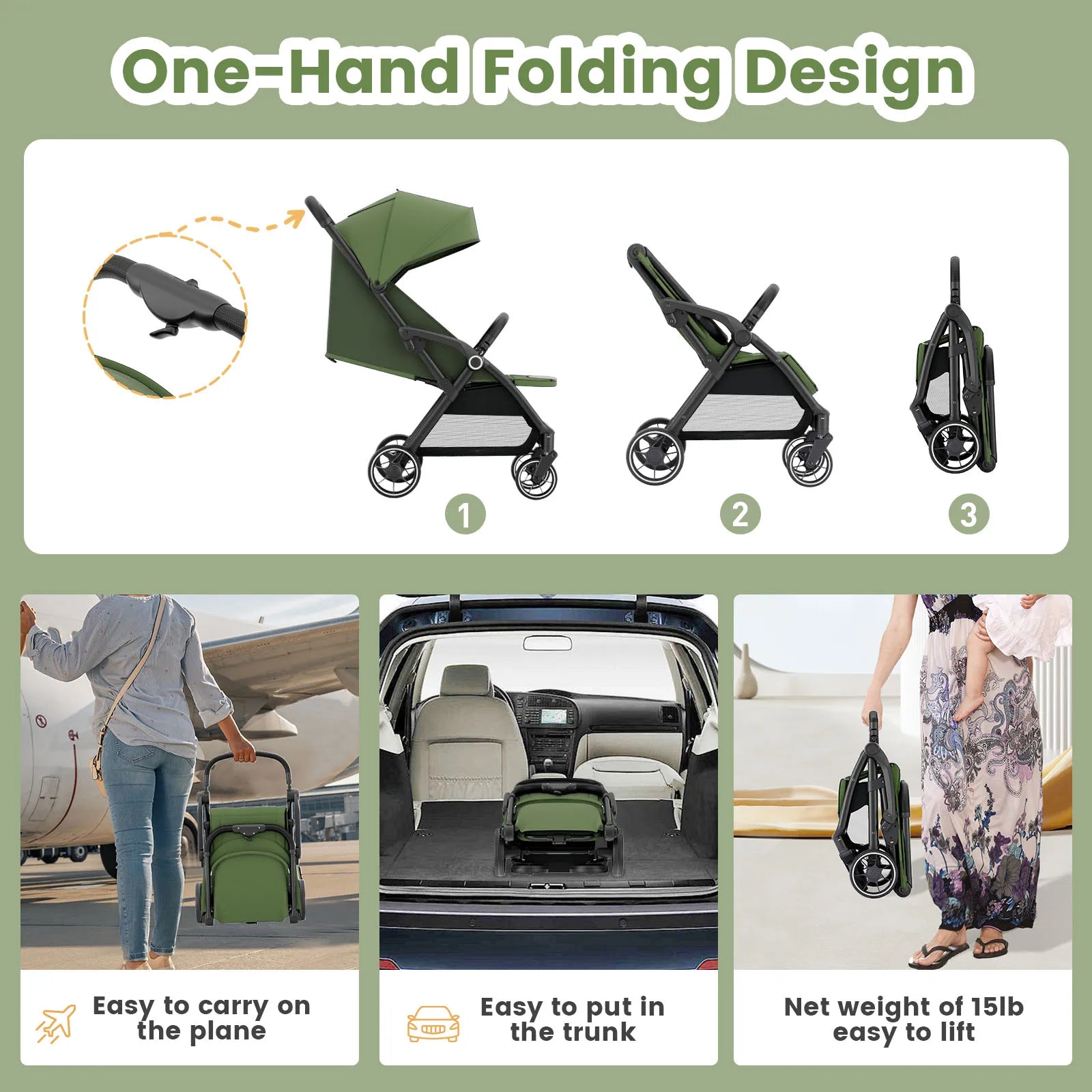 High View Portable Baby Stroller Compact Lightweight Travel Stroller for Babies & Toddlers With 360°Swivel Seat - The Kings Lots
