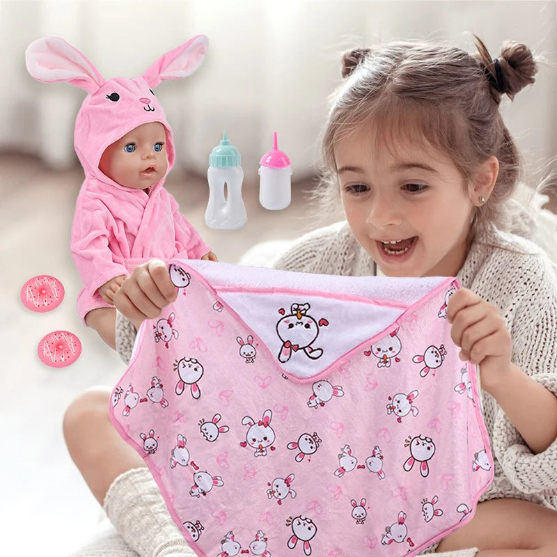 Reborn Doll Holding Blanket Rabbit Pajamas Fit For 18Inch/45Cm Baby Doll Clothes Soothing Realistic Reborns Popular Girl Gift - The Kings Lots