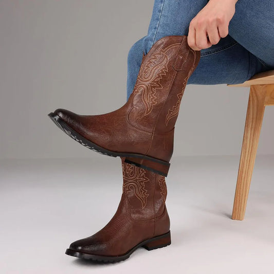 DoraTasia Plus Size 12.5 Retro Square Toe Cowboy Boots - The Kings Lots