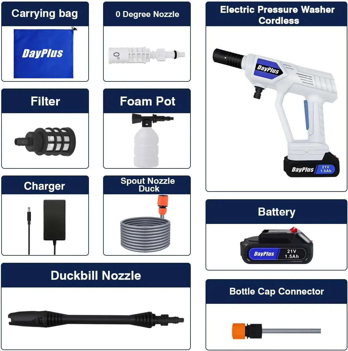 DayPlus Electric High Pressure Washer Rechargeable Car Wash Gun - The Kings Lots