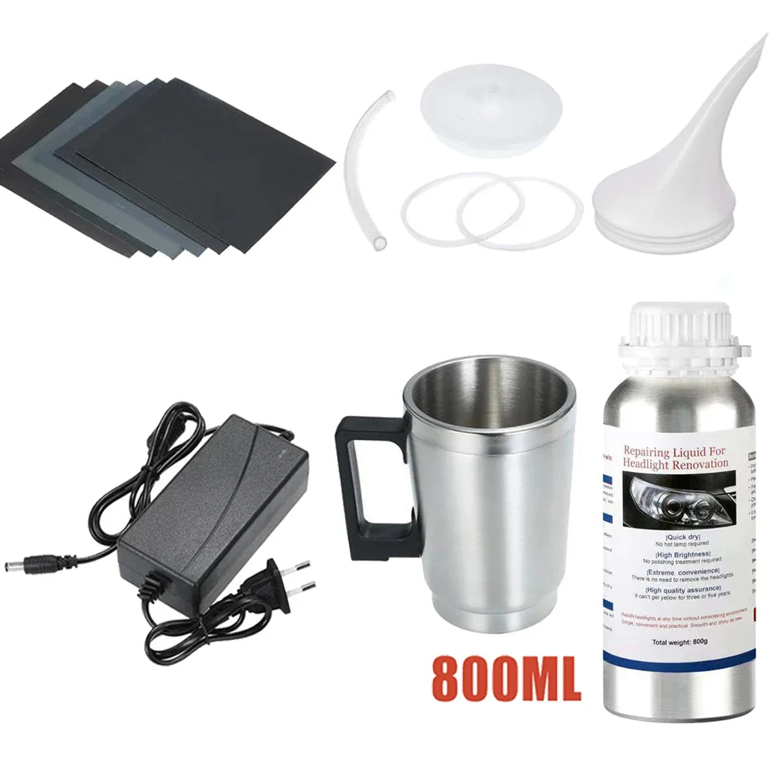 Car Headlight Polishing Kit 800ML Restoration Liquid Tool - The Kings Lots