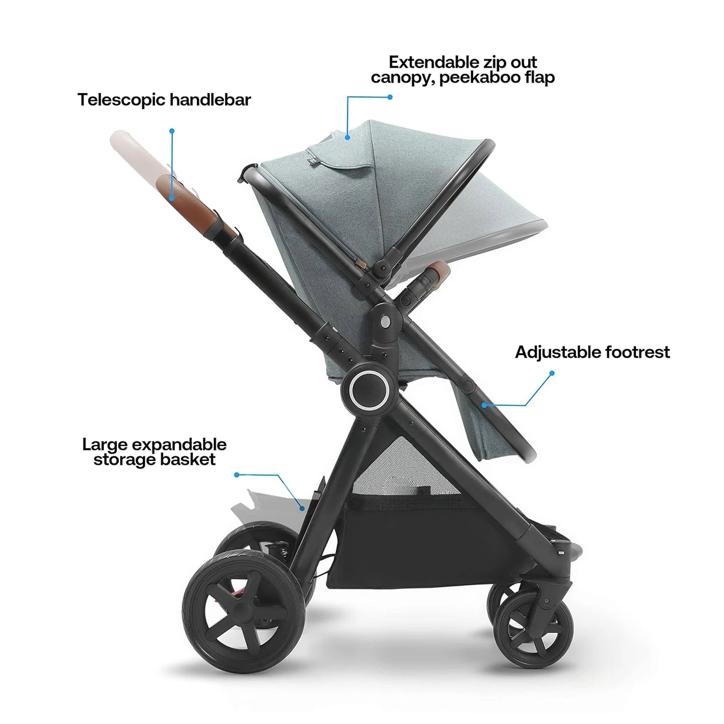 Ultimate2 Baby Stroller, Premium Convertible Full-Size Bassinet Stroller for Toddler, Newborn Stroller with Reversible S