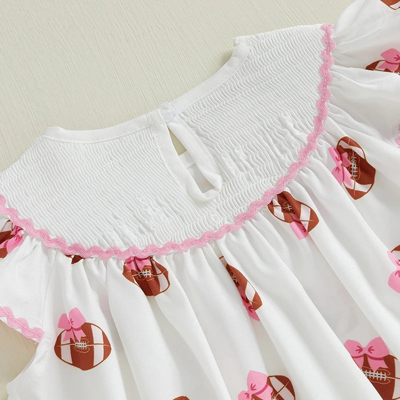 Cute Toddler Girl Floral Print Sleeveless Round Neck A-Line Dress with Bow Detail and Embroidered Letters - The Kings Lots