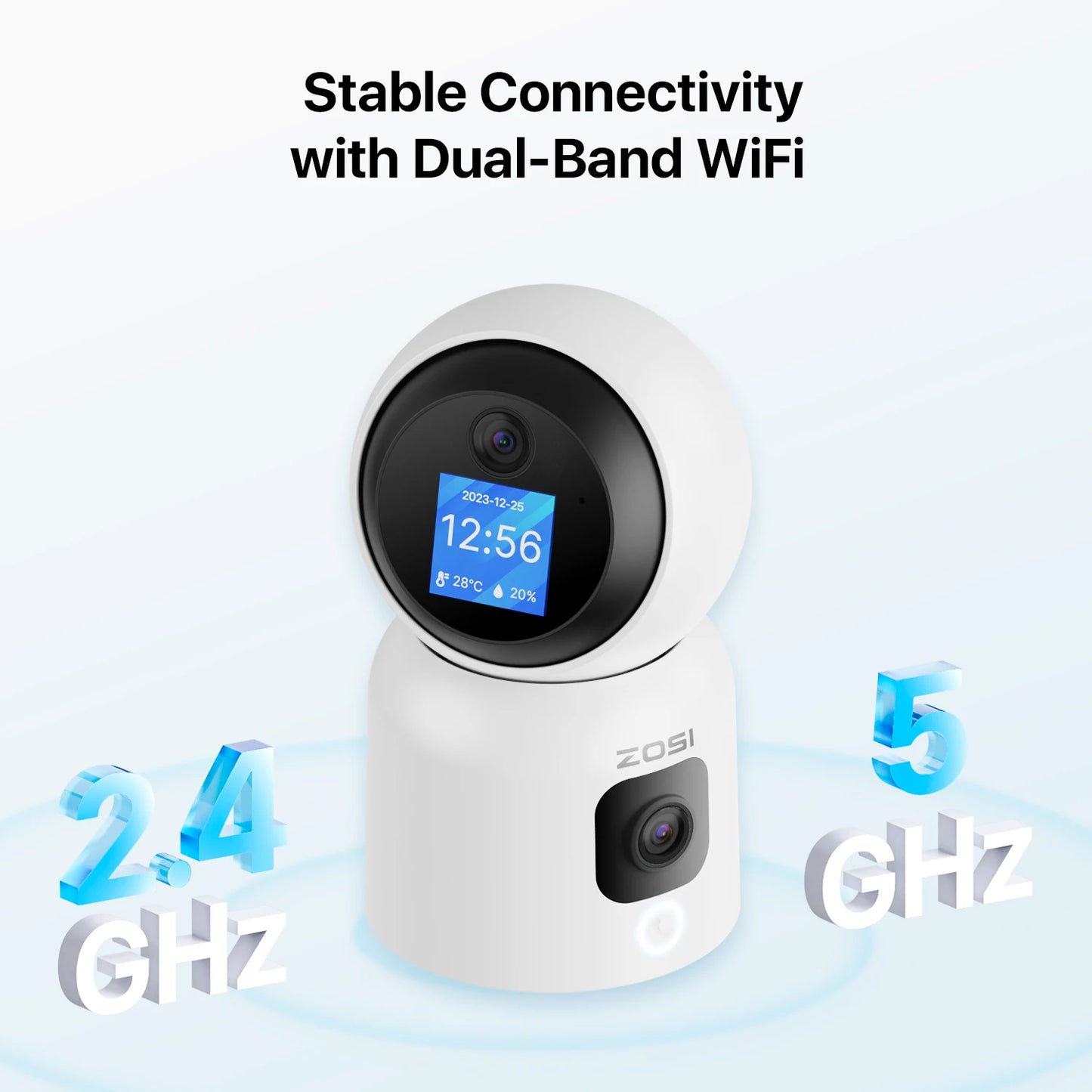 ZOSI 360° Smart Home Security Camera PTZ Auto Tracking Baby Monitor AI Panoramic HD Night Vision Indoor WiFi Surveillance Camera - The Kings Lots