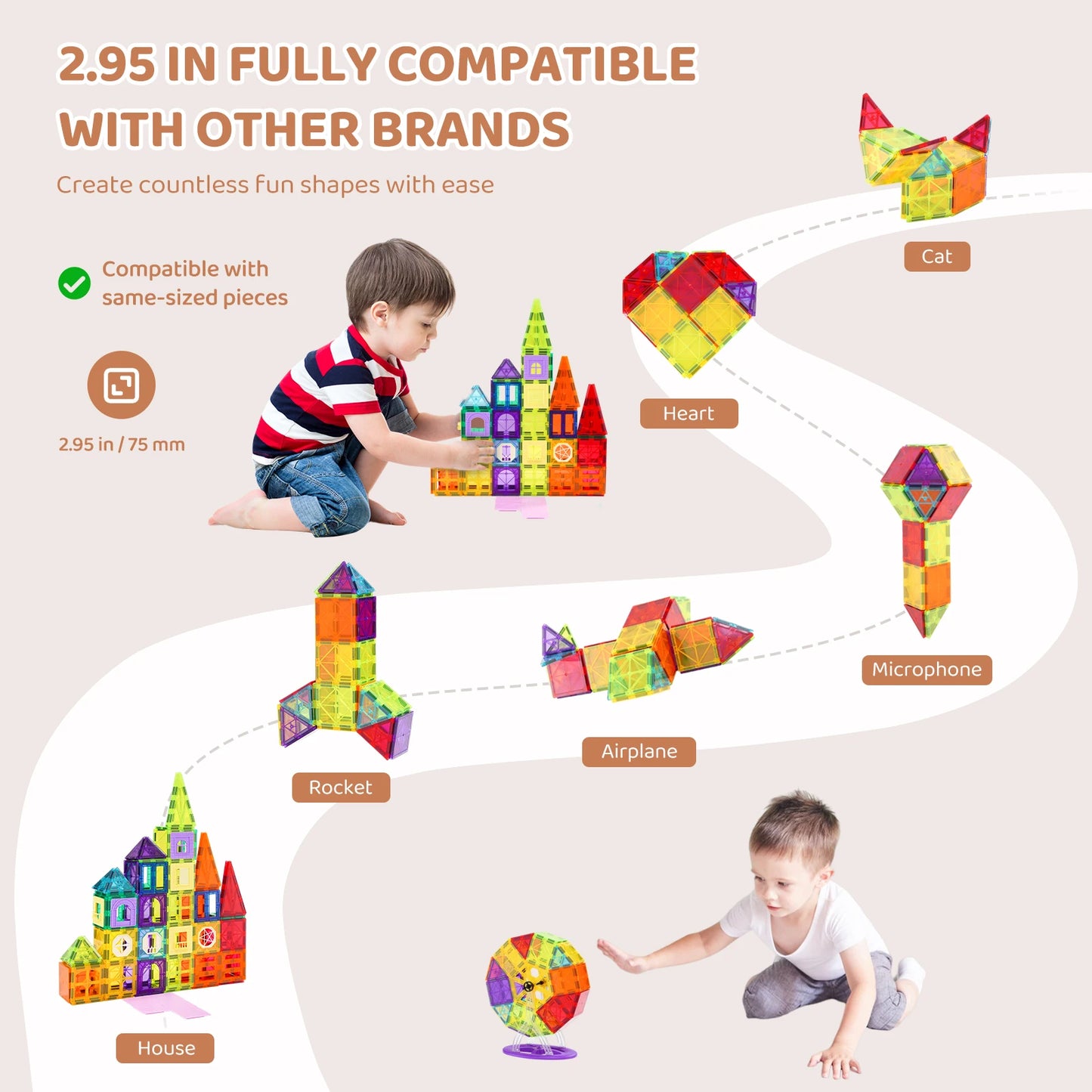 VEVOR 181PCS Magnetic Tiles Building Set for Kids Montessori - The Kings Lots