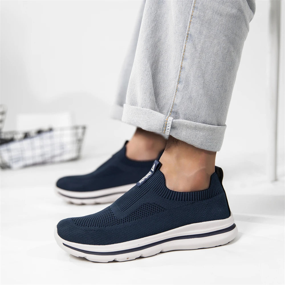 Men Sneakers Walking Shoes for Man Black Slip On Casual Shoes Athletic Lightweight Breathable Mesh Knit Running Shoes 1239 - The Kings Lots
