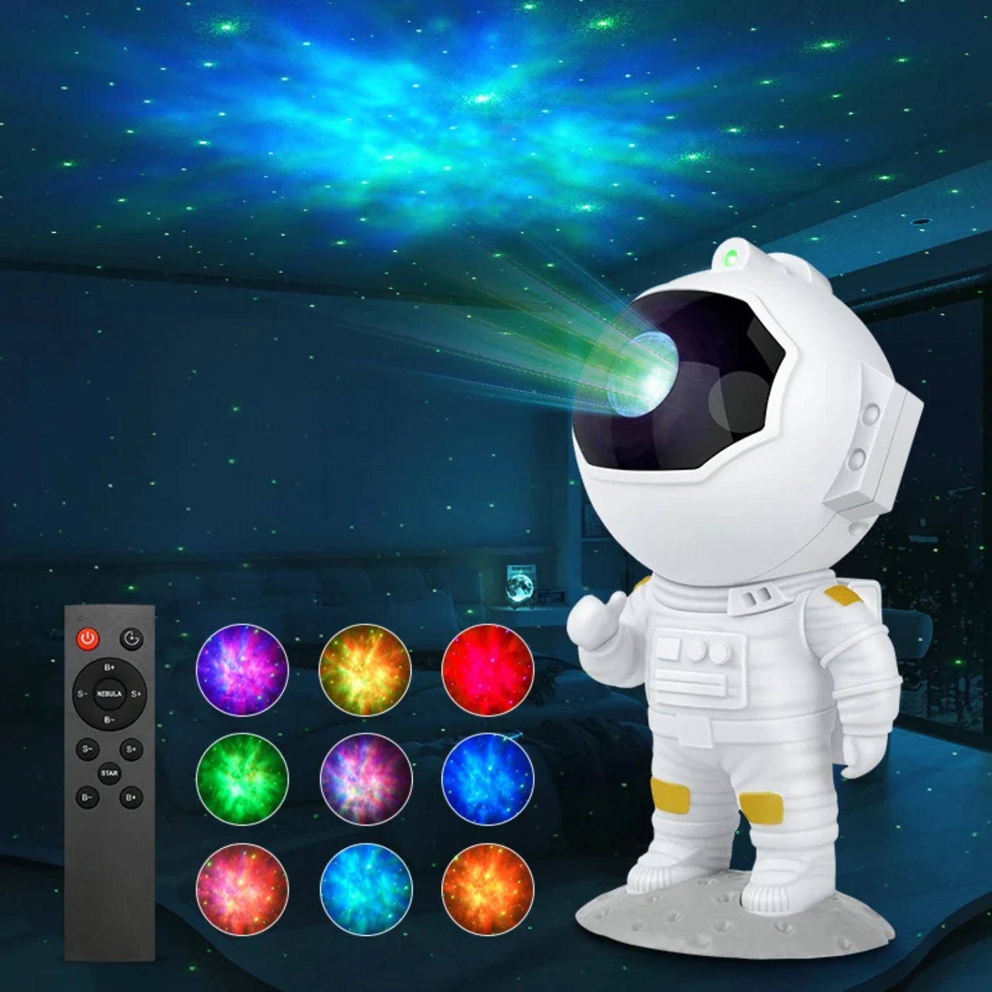 Astronaut Projector Starry Nebula LED Night Lamp with Remote Control for Birthday Decoration - The Kings Lots