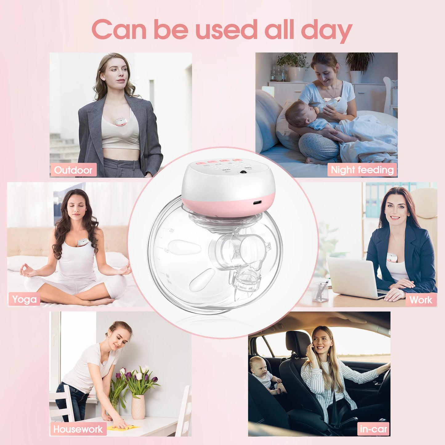 2 Pcs Electric Wearable Breast Pump 1200mAh USB Chargable Silent Milk Extractor Painless Automatic Milker Comfort Breastfeeding - The Kings Lots
