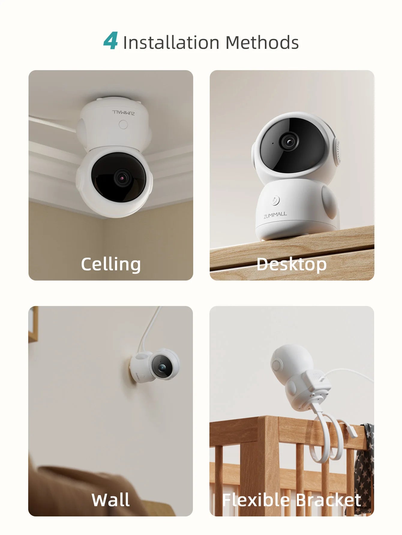 ZUMIMALL Wired Security Camera, 5G/2.4G WiFi Baby Monitor - The Kings Lots