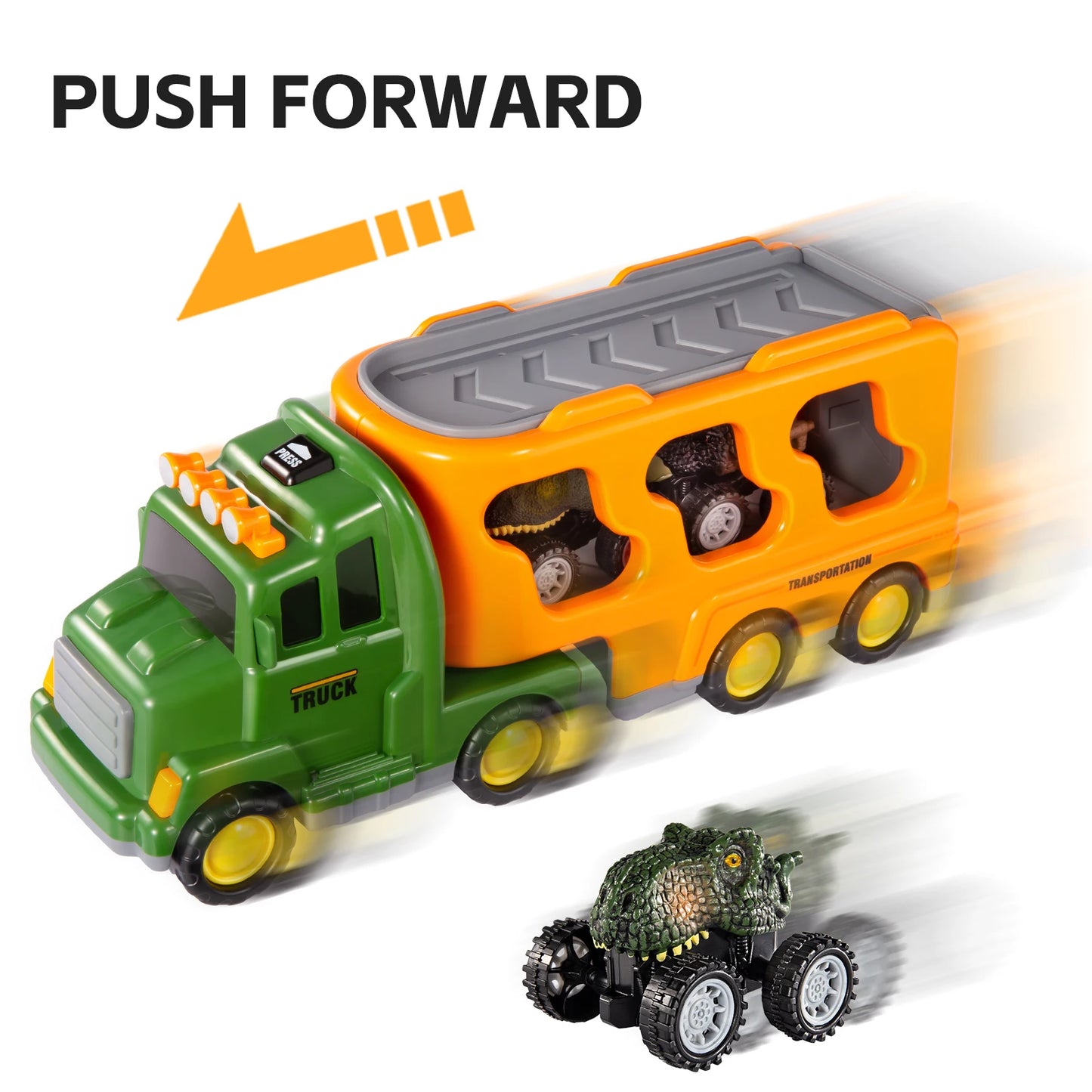 Dinosaur Trucks Toys For Kids Sets 7 In 1 Dinosaur Carrier - The Kings Lots