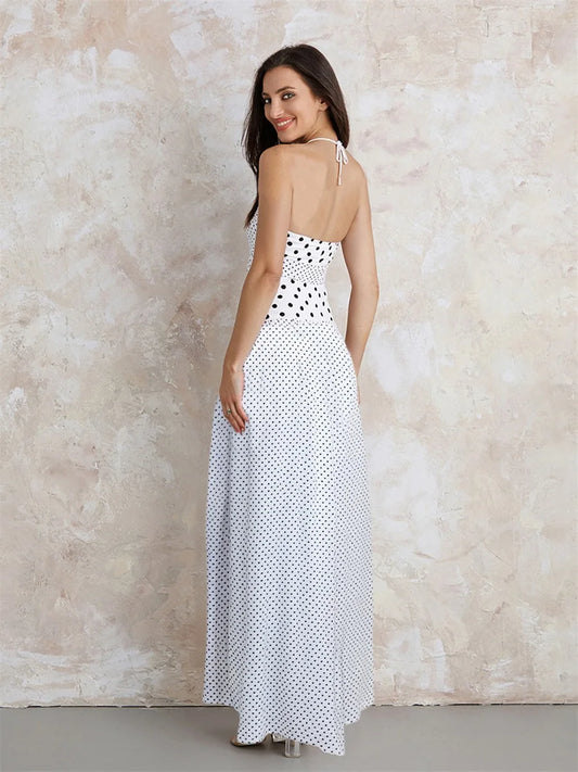 Women s Sleeveless V-Neck Maxi Dress with Floral Print