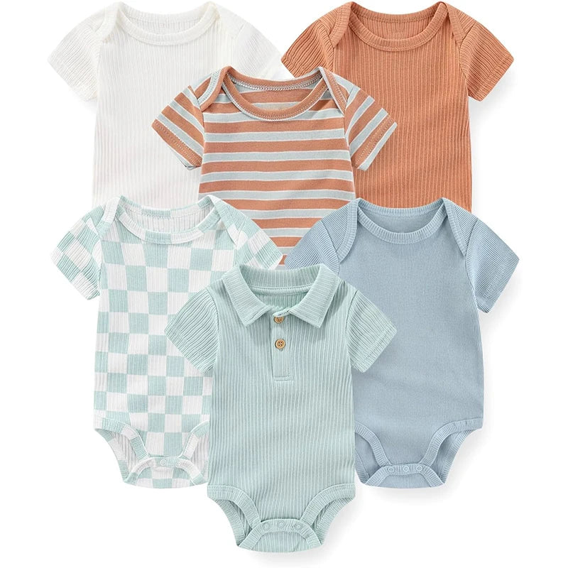 Fashion Baby Boy Girl Bodysuits 6-Pack Casual Cotton Outfit - The Kings Lots