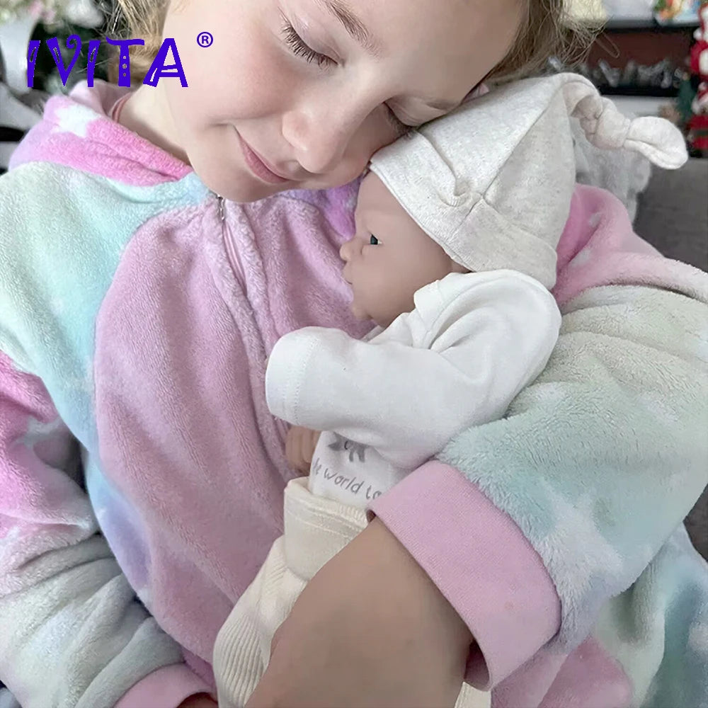 IVITA 14inch 1.65kg Full Body Silicone Bebe Reborn Doll Soft Lifelike Baby DIY Blank Toys Realistic Girl Baby Dolls for Children - The Kings Lots
