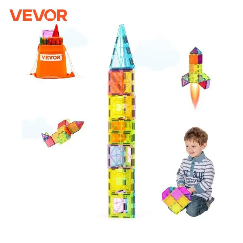 VEVOR 32PCS Light Magnetic Tiles Building Blocks Set Magnet Educational STEM Sensory Stacking Toys Gifts - The Kings Lots