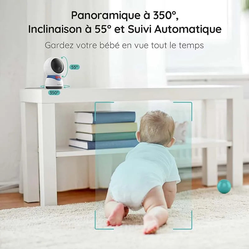 BOIFUN 1080P 5" Baby Monitor Camera, PTZ 355°Camera Baby Motion Monitoring and Automatic Tracking, Monitor and Smartphone - The Kings Lots