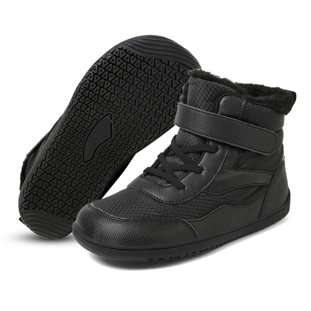 Kid's Snow Boots Children's Outdoor Wide Toe Barefoot Shoes Warm Waterproof Winter Boots High-top Velvet Boot Size 25-35 - The Kings Lots