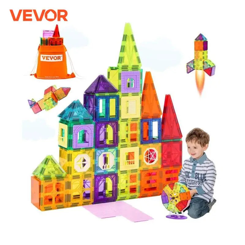 VEVOR 181PCS Magnetic Tiles Building Set for Kids Montessori - The Kings Lots