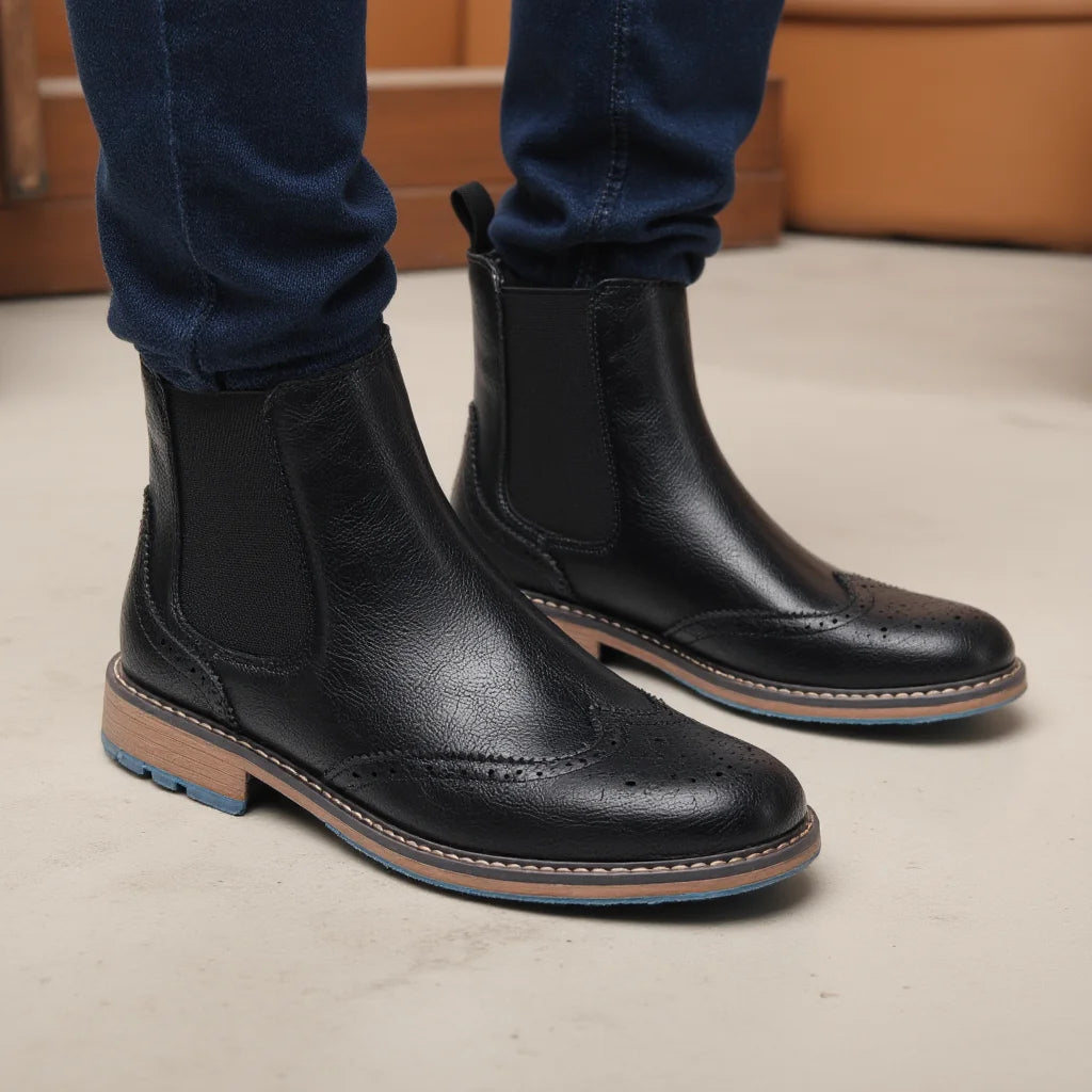 Brogue Men Chelsea Boots 2025 American Style Comfortable Fashion - The Kings Lots