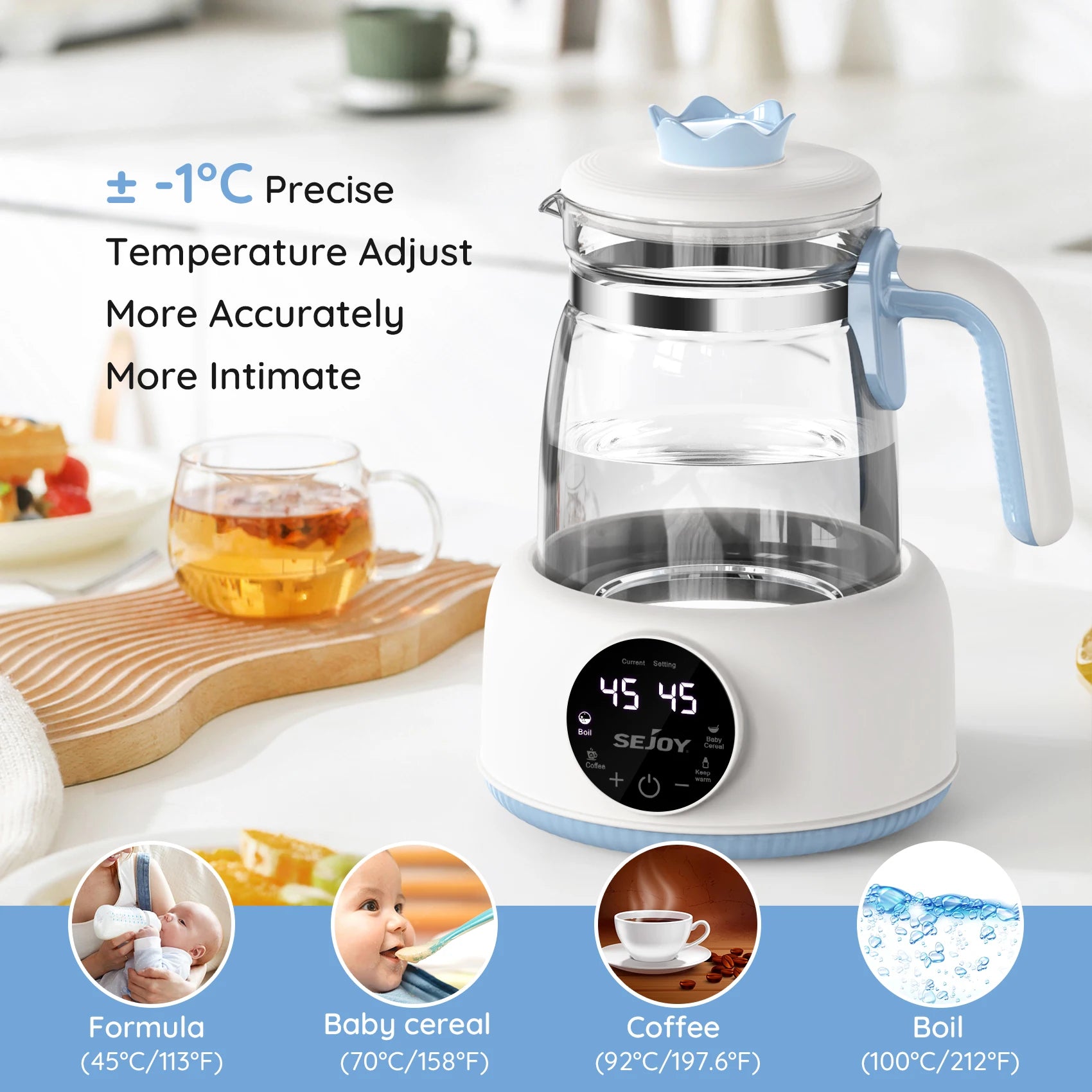 Sejoy Electric Milk Bottle Warmer  Infant Thermostatic Milk Modulator Baby Formula Kettle Automatic Warmer Feeding Bottle - The Kings Lots