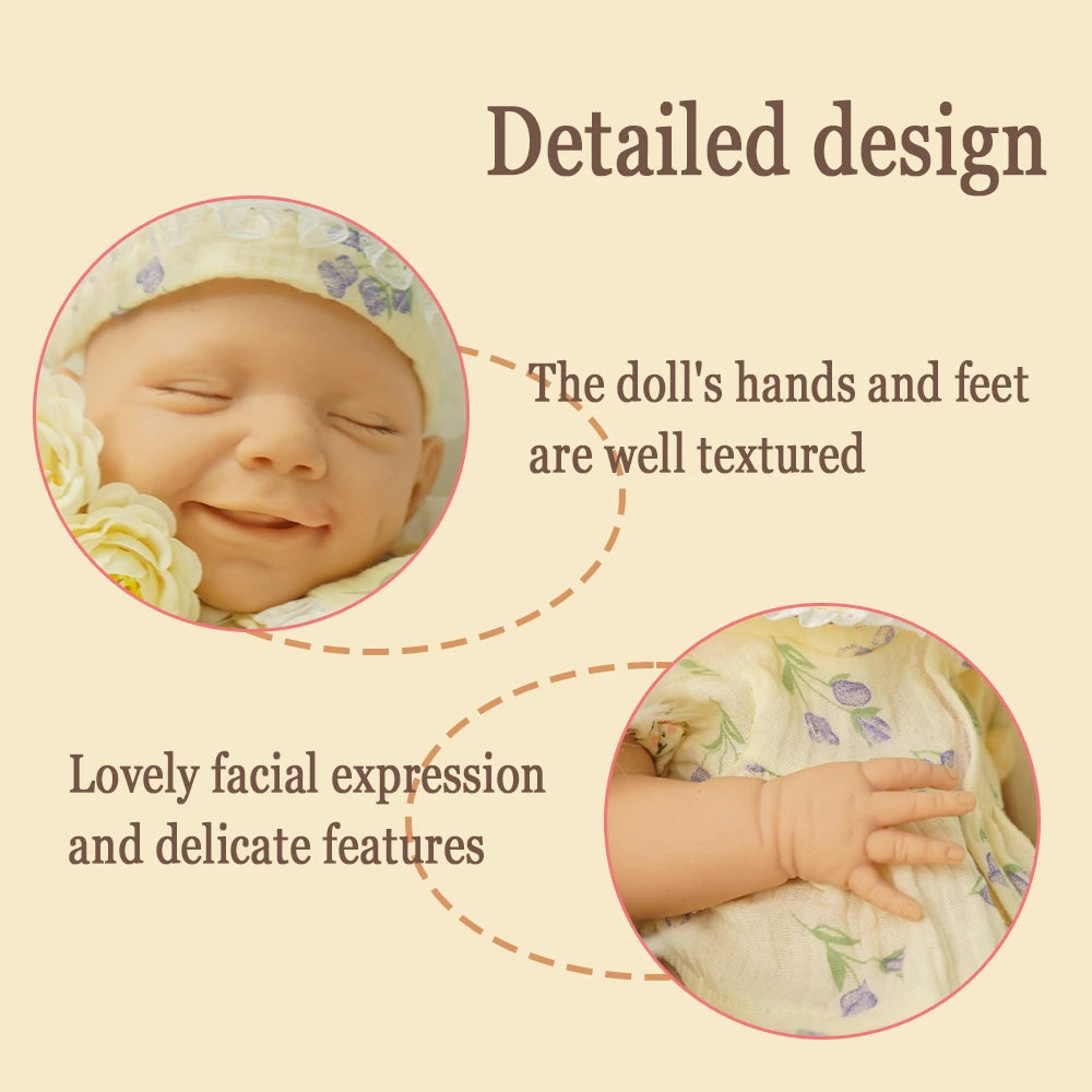 44cm Full Silicone Reborn Doll Dressable Dress Up Cute Soft Girls 2.76kg - The Kings Lots