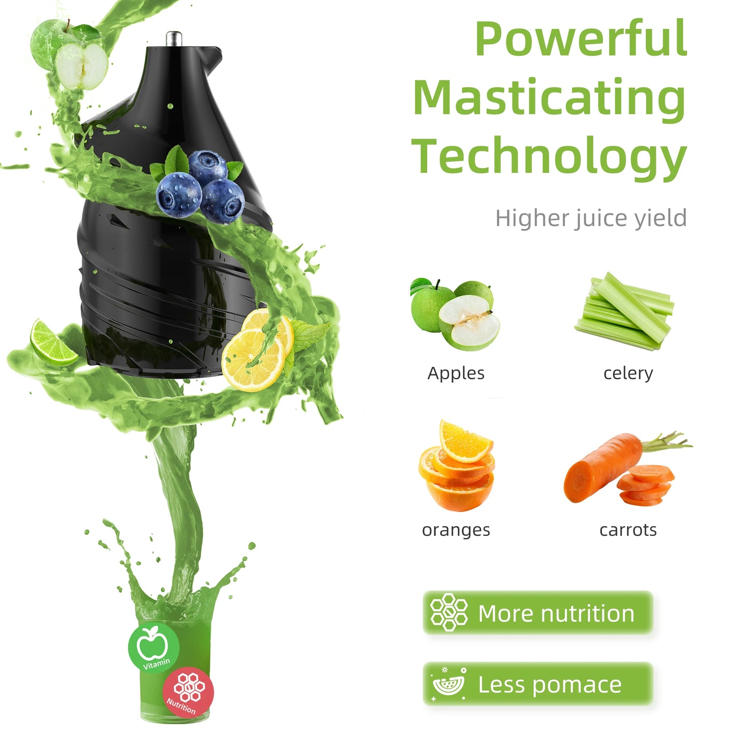 BioloMix Cold Press Juicer 75mm Feed Chute 200W Motor - The Kings Lots