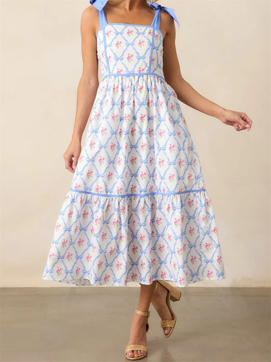 Women s Elegant V-Neck Maxi Dress with Ruffle Sleeves