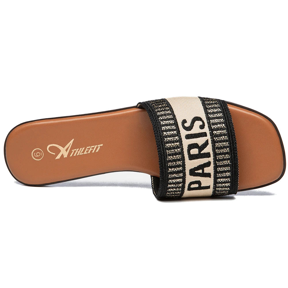 Summer Women Letter Flat Sandals Casual Comfortable Slip Slide 2024 Fashion - The Kings Lots