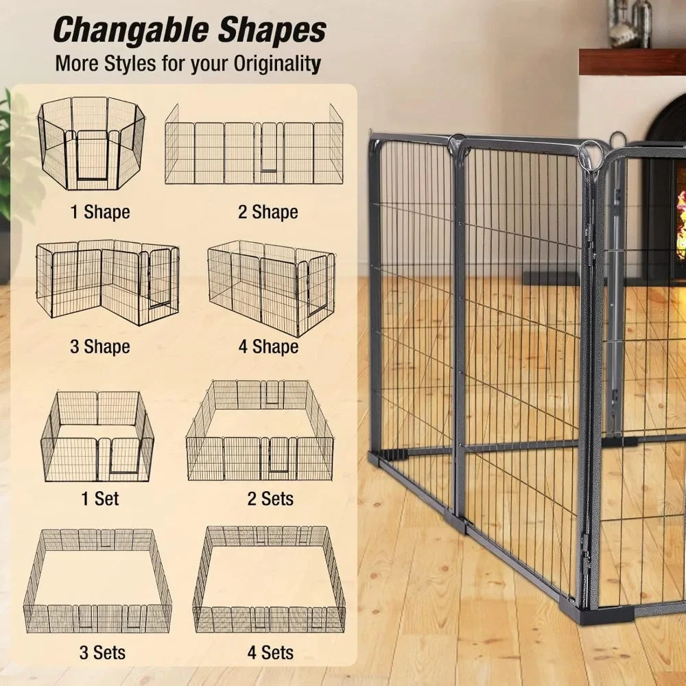 Dog Playpen Indoor & Outdoor Foldable Pet Exercise Fence Pen