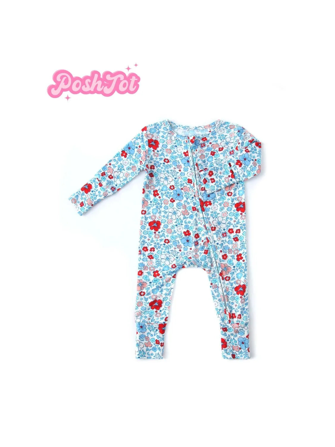 POSHTOT Flower bamboo fiber baby long sleeve.Baby pajamas two-way zipper 0-2 years romper. Baby jumpsuit. - The Kings Lots