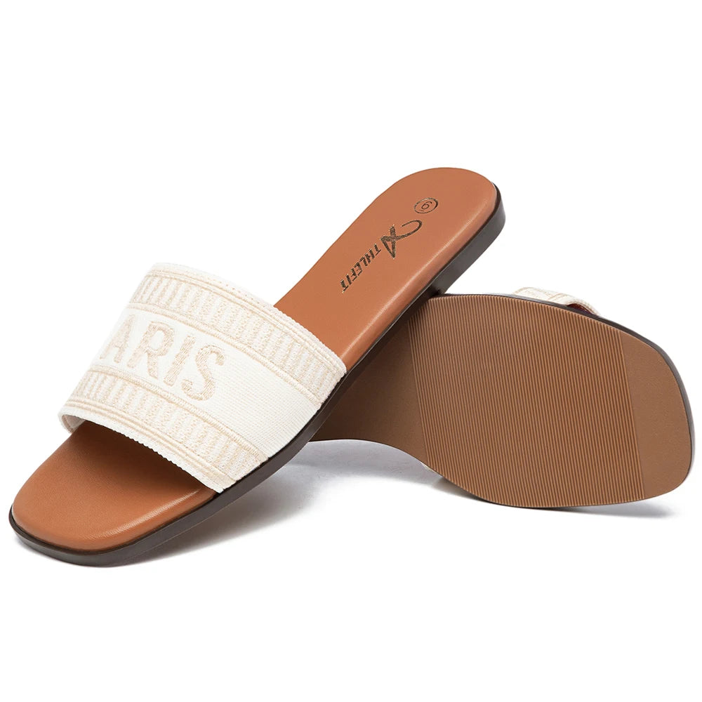 Summer Women Letter Flat Sandals Casual Comfortable Slip Slide 2024 Fashion - The Kings Lots