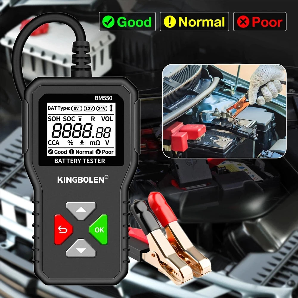 BM550 Car Battery Tester 6V 12V 24V 100 to 2000 CCA Analyzer - The Kings Lots